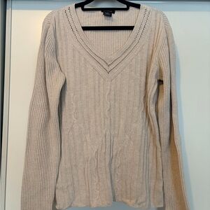 Calvin Klein Jeans Cream V-Neck Sweater